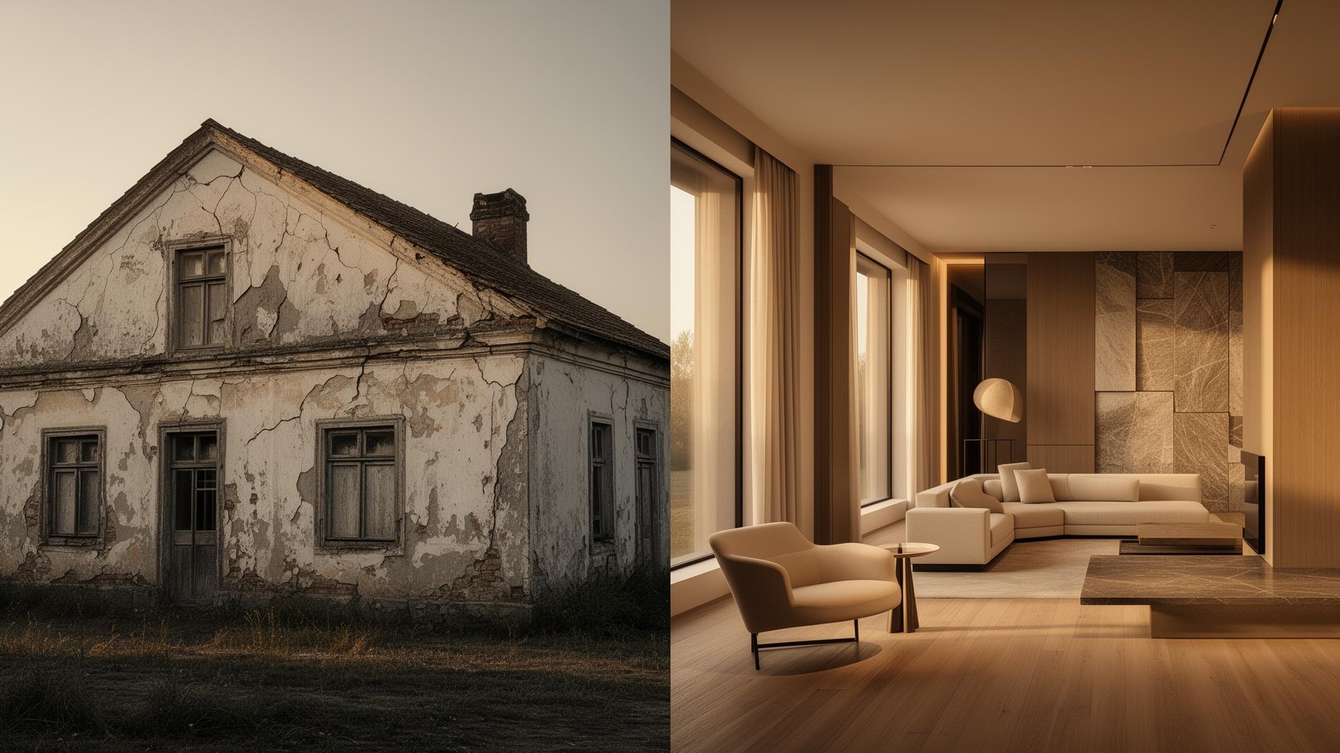Old home transforming into modern interior